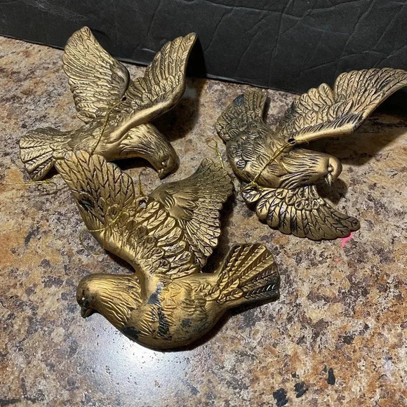 3 Pieces Lot of Metal Seagulls Ornaments - Picture 1 of 4